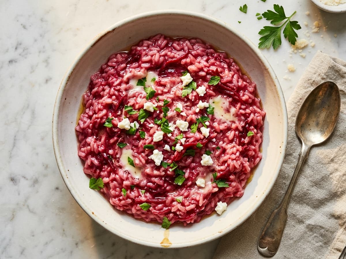 Goat Cheese & Beetroot Risotto - italian dinner recipe
