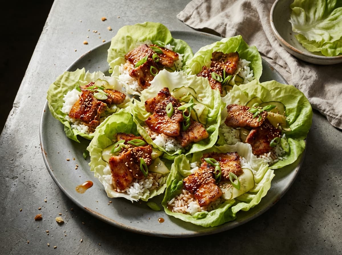 Gochujang Pork Belly Lettuce Wraps