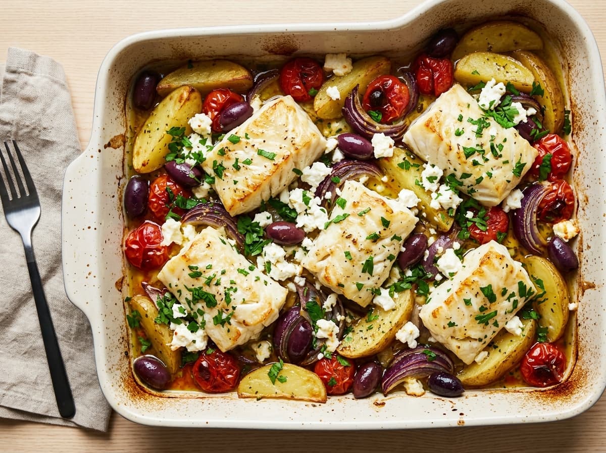Greek Cod & Potato Traybake