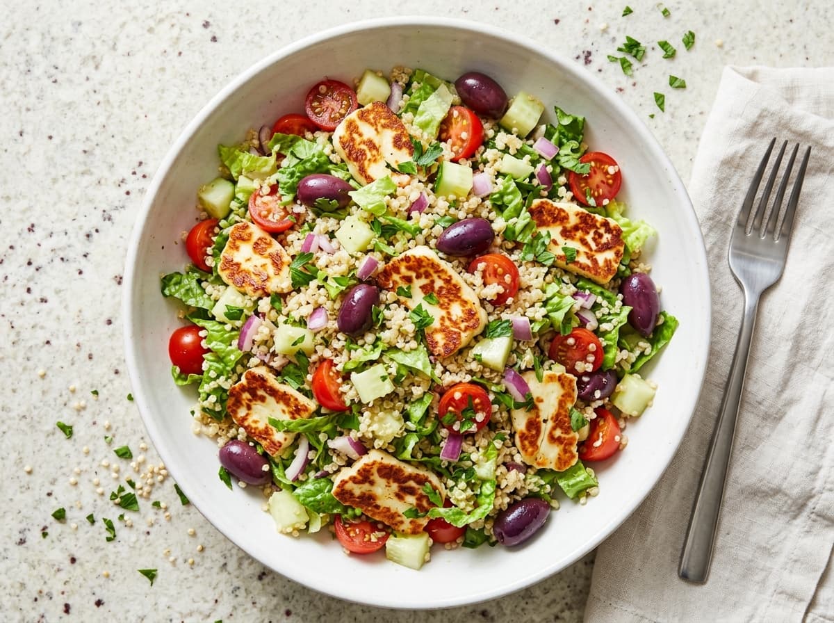 Halloumi & Grain Chopped Salad - mediterranean dinner recipe