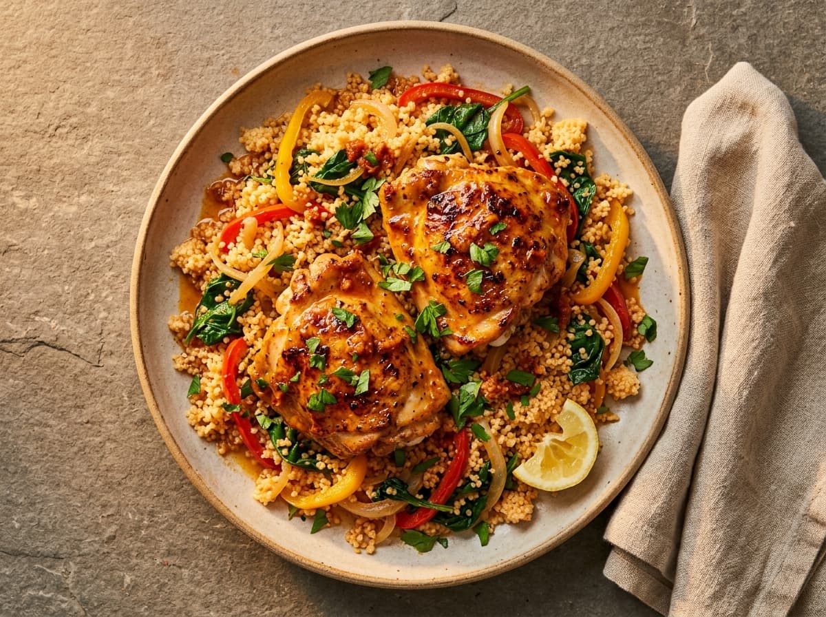 Harissa Butter Chicken Thighs & Couscous