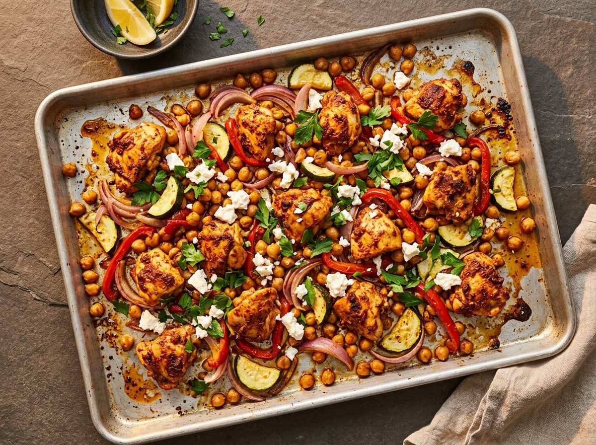 Harissa Chicken & Chickpea Traybake - middle_eastern dinner recipe