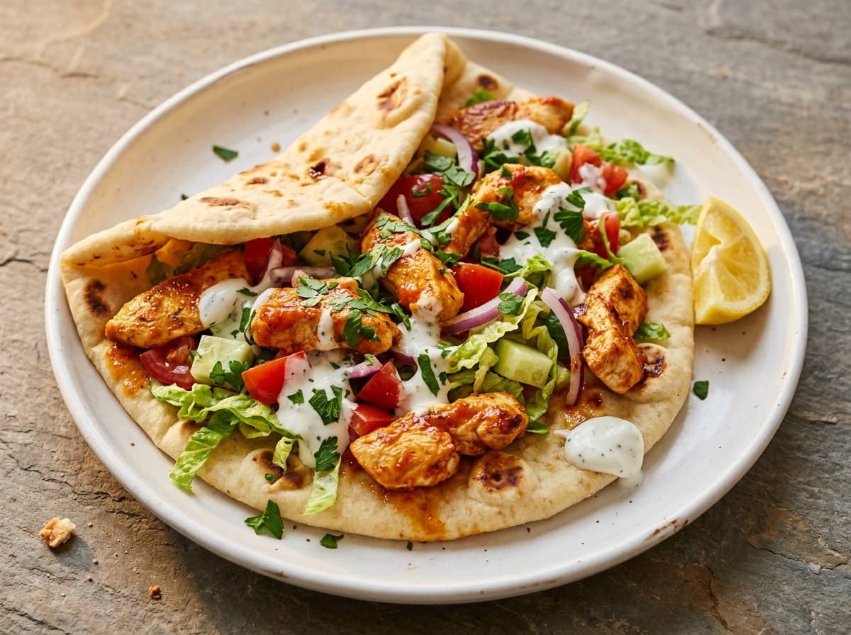 Harissa Chicken Flatbread - middle_eastern dinner recipe