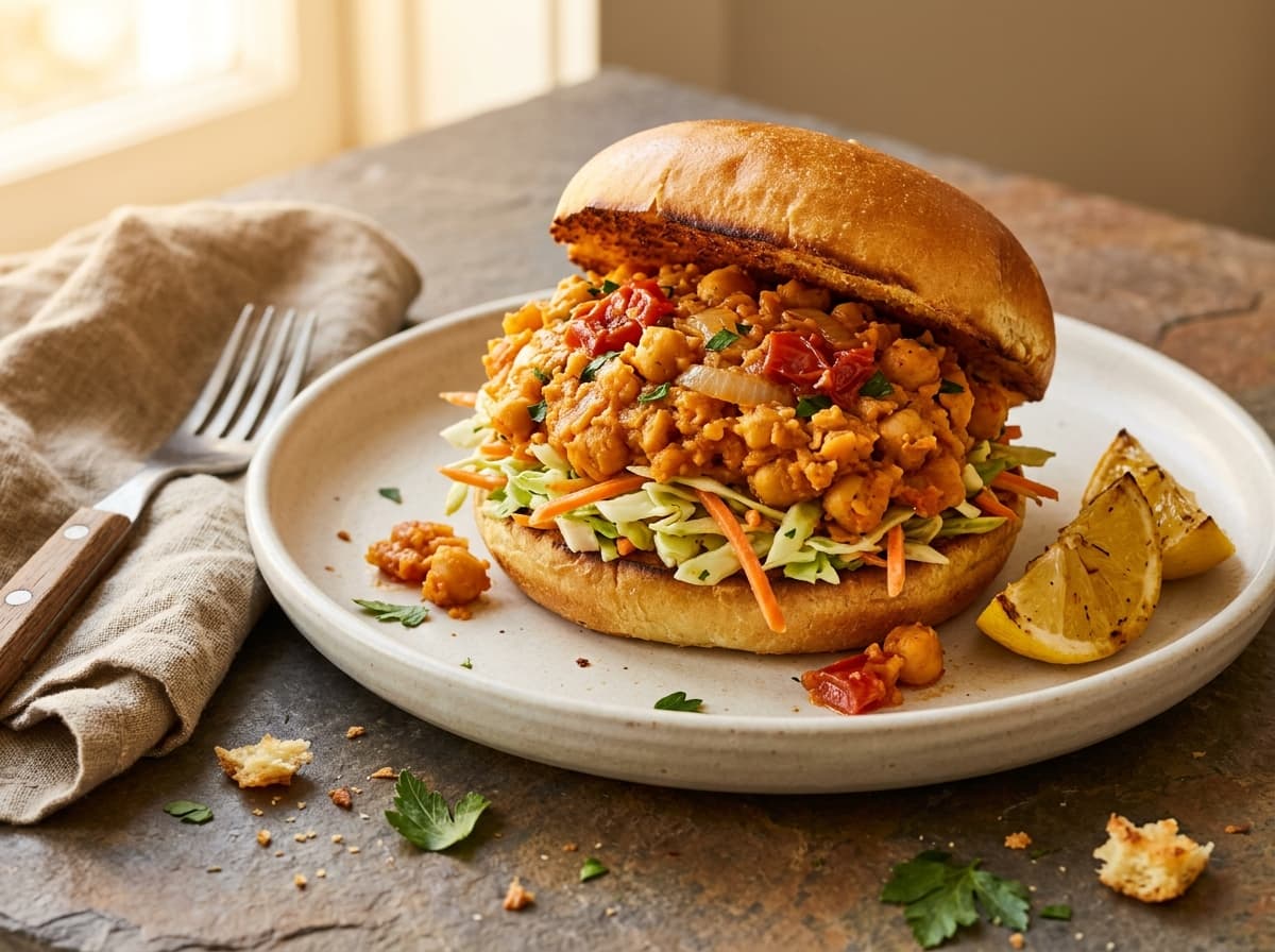 Harissa Chickpea Sandwich & Slaw