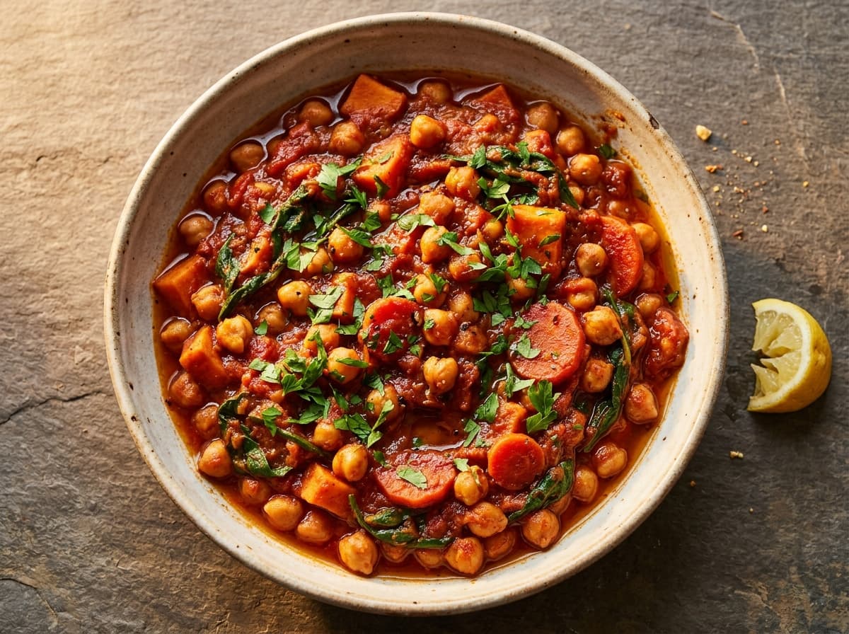 Harissa Chickpea Stew - middle_eastern dinner recipe