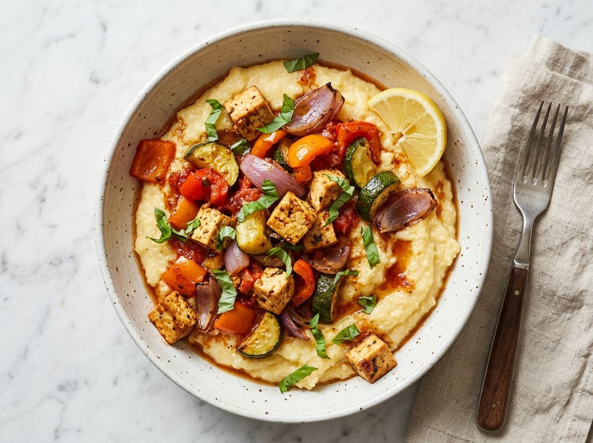 Herbed Tofu & Polenta Bowl - italian dinner recipe