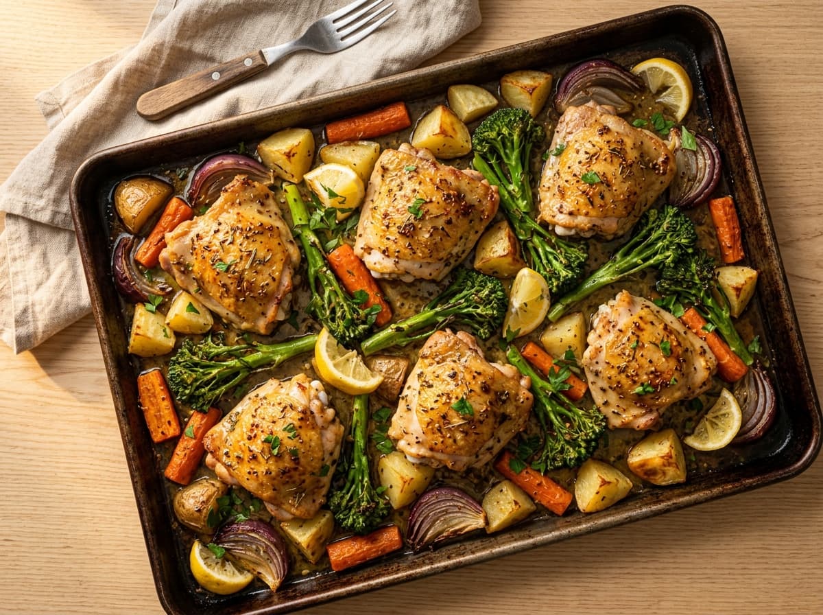 Herby Chicken Thighs & Veg - british dinner recipe