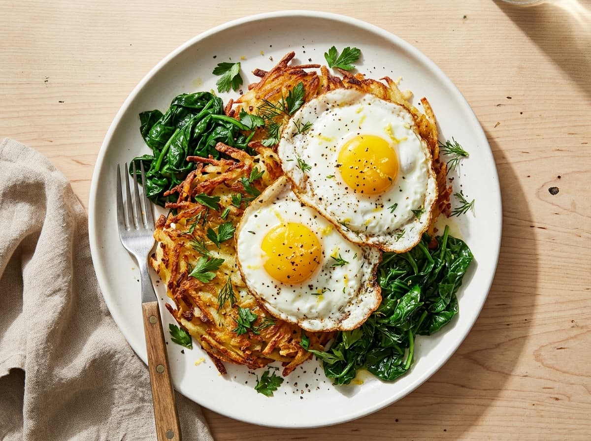 Herby Rosti Eggs & Greens