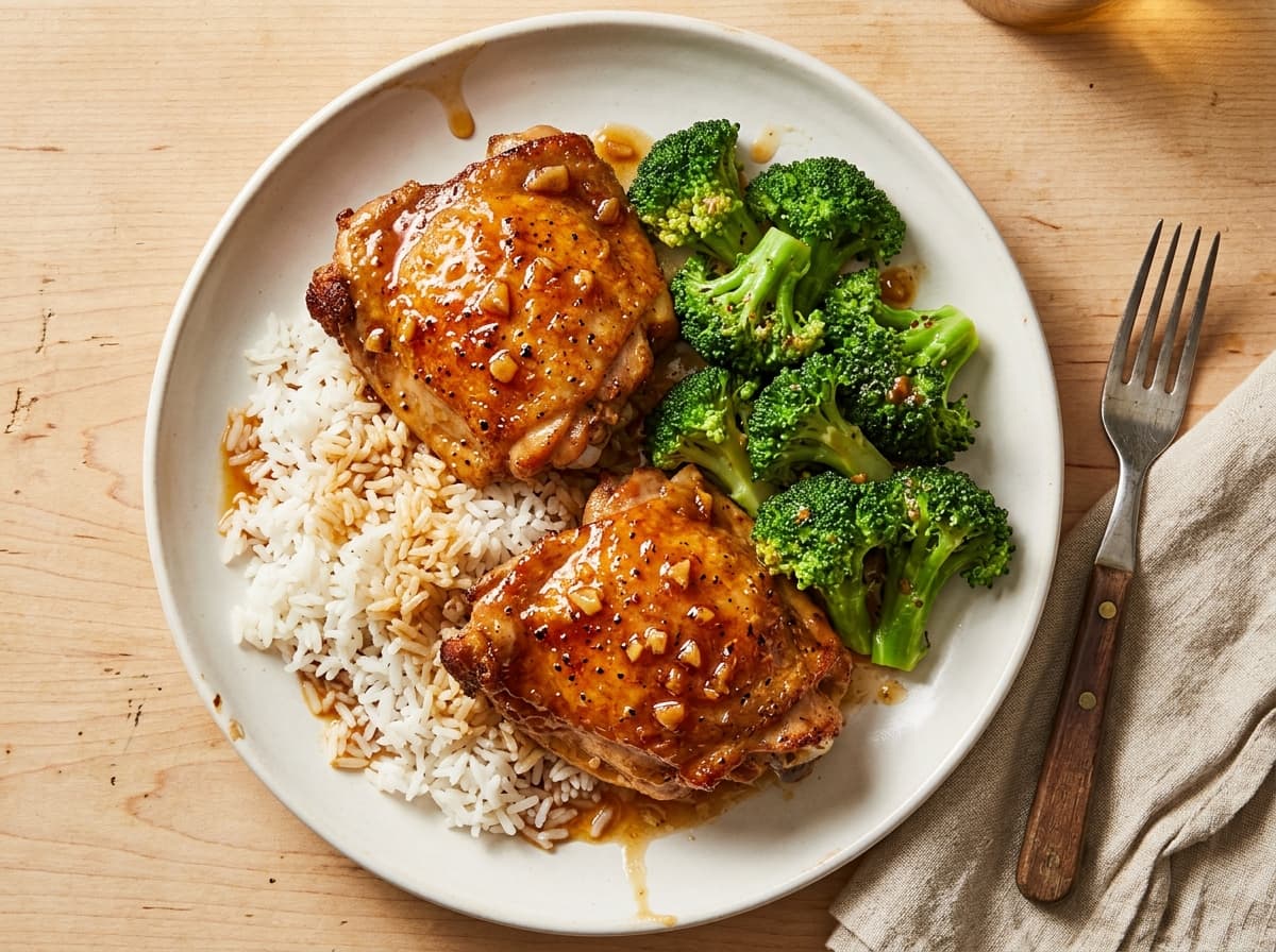 Honey Garlic Chicken Thighs & Rice