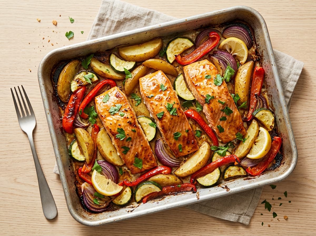 Honey Garlic Salmon & Vegetables - mediterranean dinner recipe