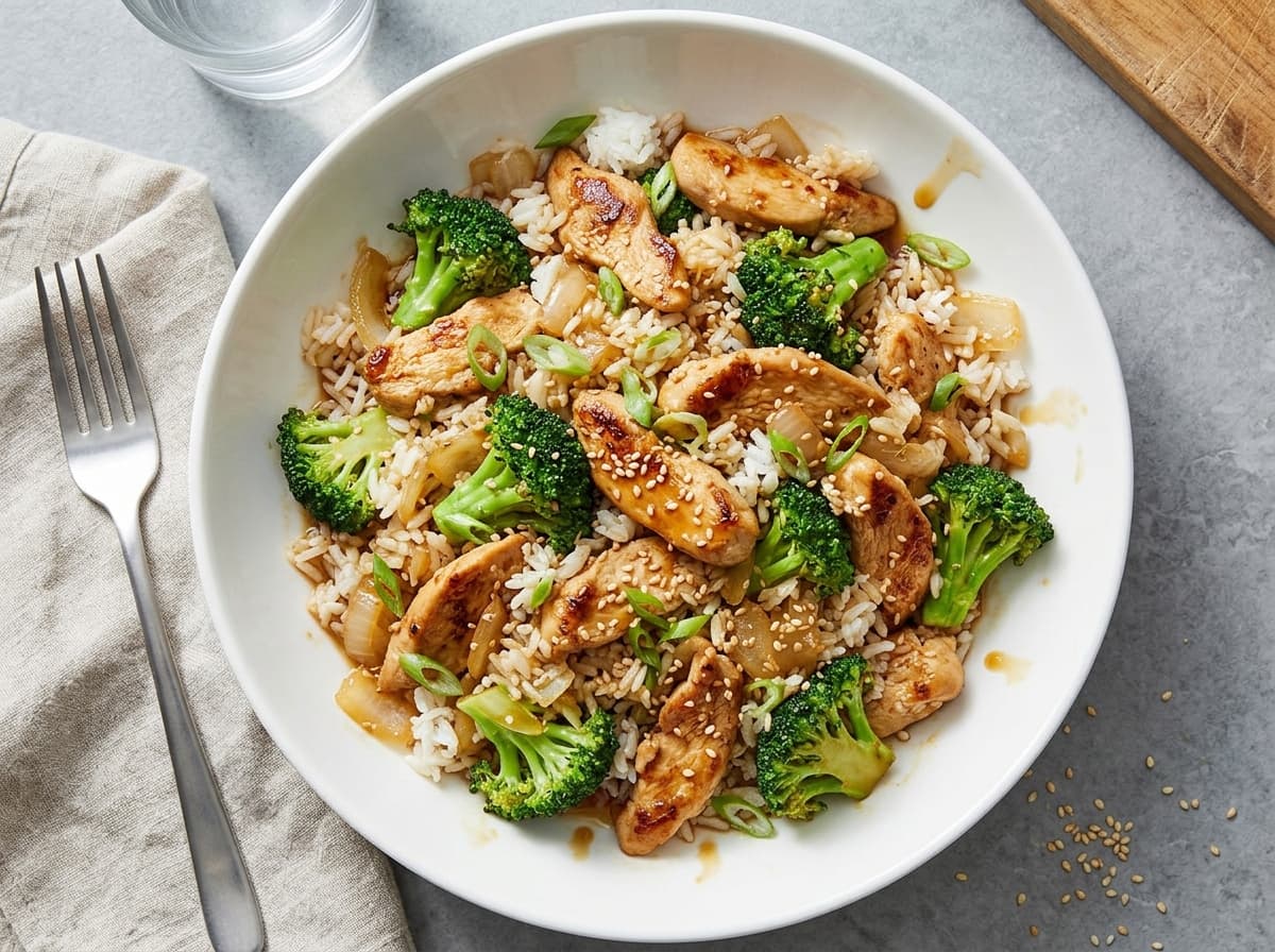 Honey Soy Chicken & Broccoli Rice - asian dinner recipe