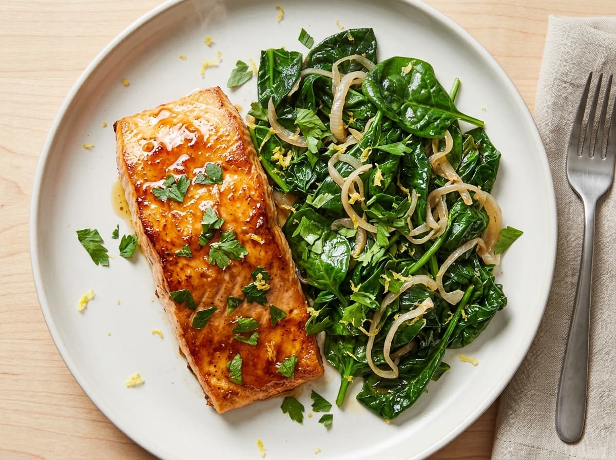 Hot Honey Salmon & Greens - american dinner recipe