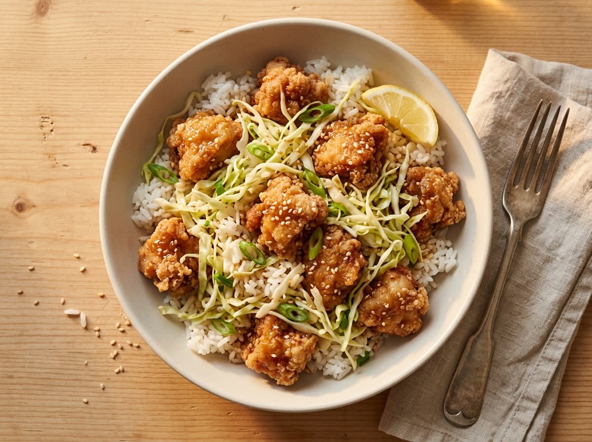 Japanese Fried Chicken & Rice - japanese dinner recipe