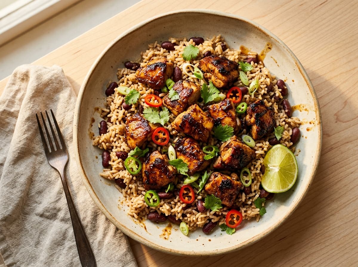 Jerk Chicken with Rice & Peas