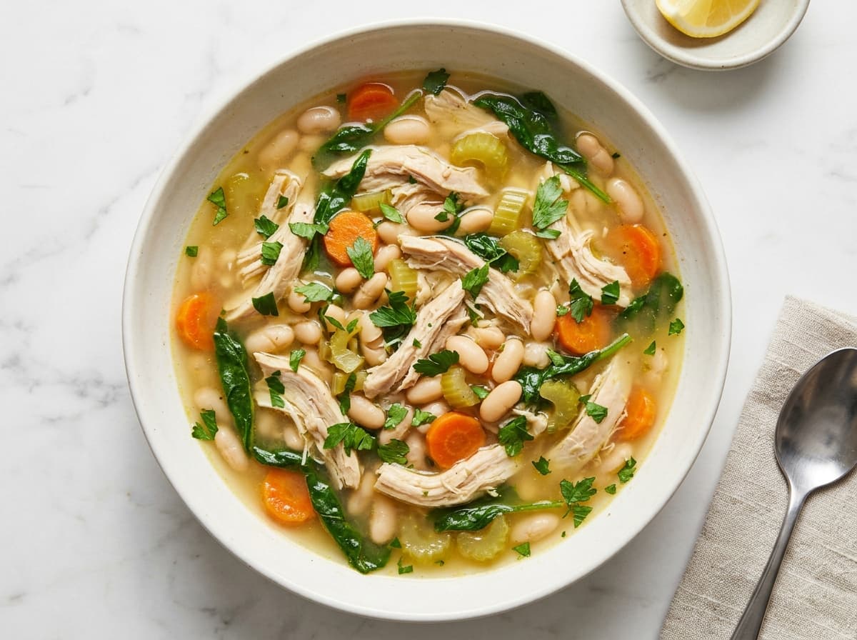 Lemon Chicken & White Bean Soup - mediterranean dinner recipe