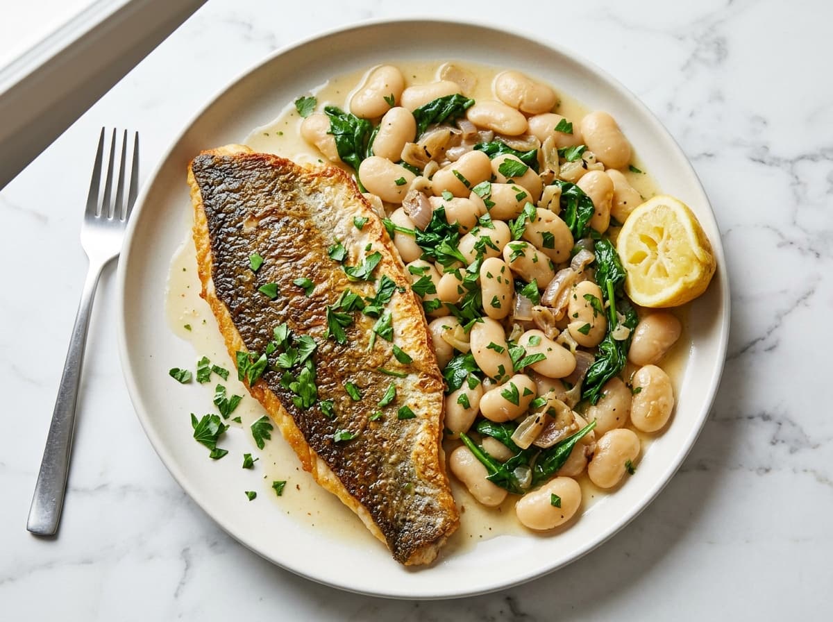 Lemon Sea Bass & Butter Beans