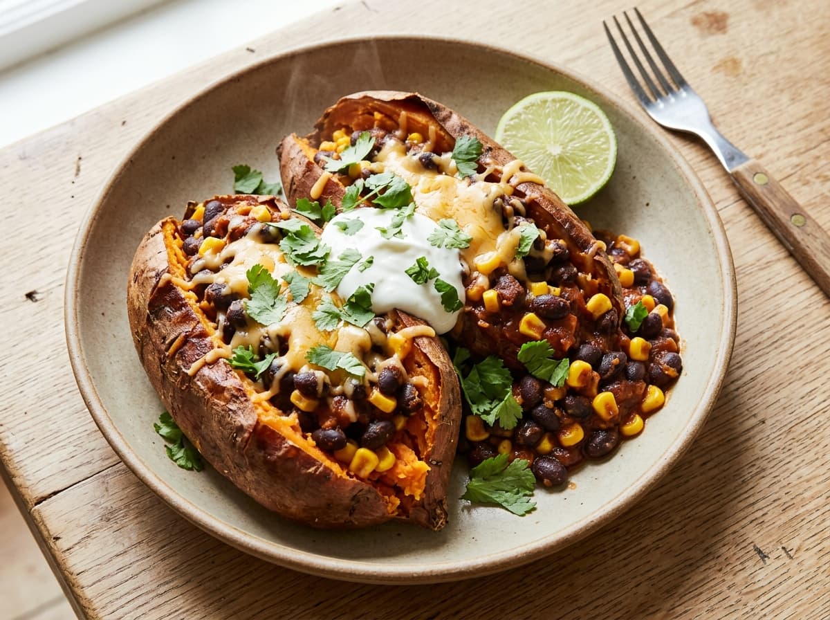 Loaded Sweet Potato with Beans