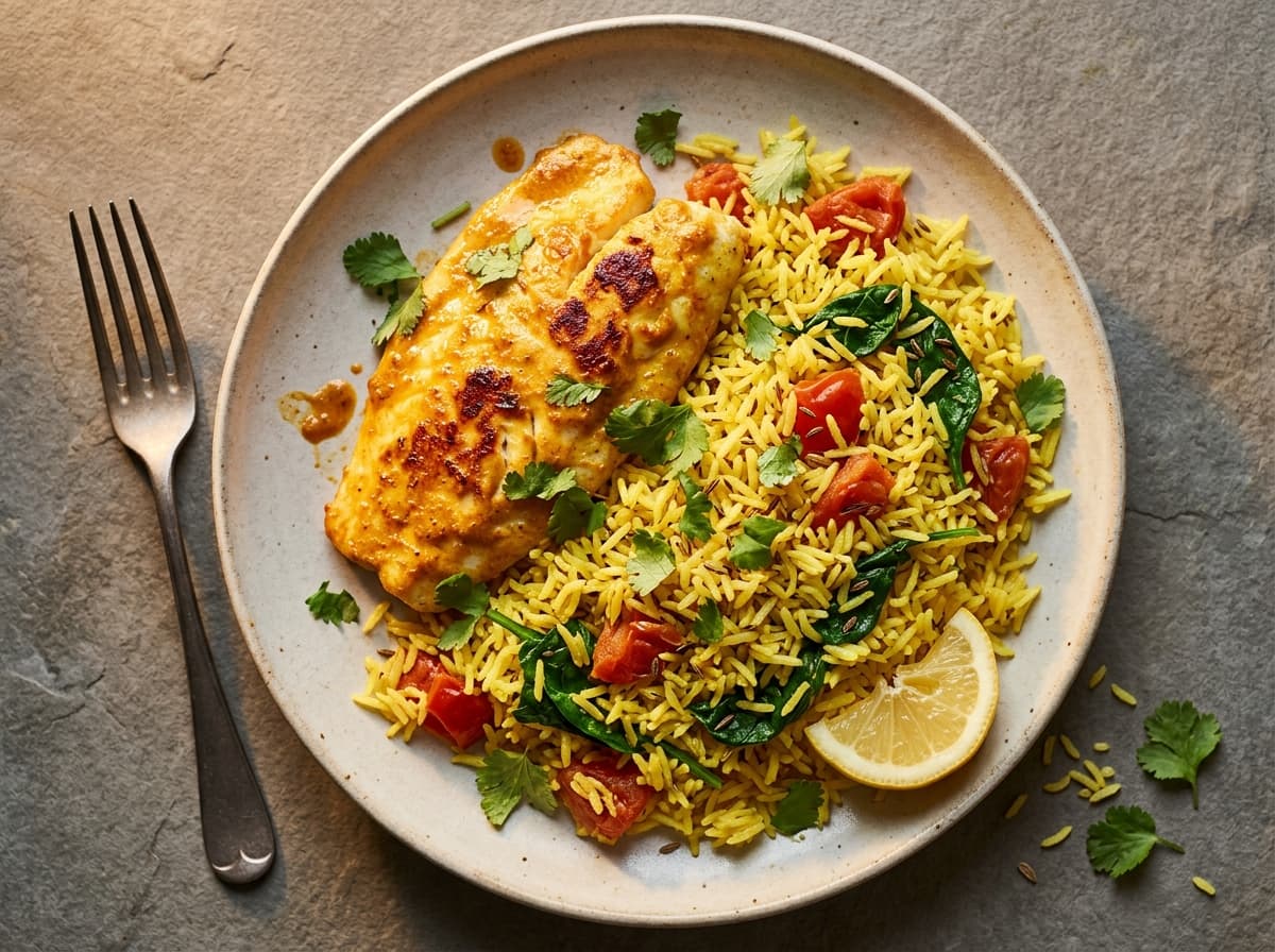 Masala Fish & Rice - indian dinner recipe