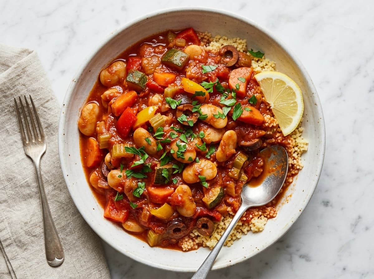 Mediterranean Bean Vegetable Stew - mediterranean dinner recipe