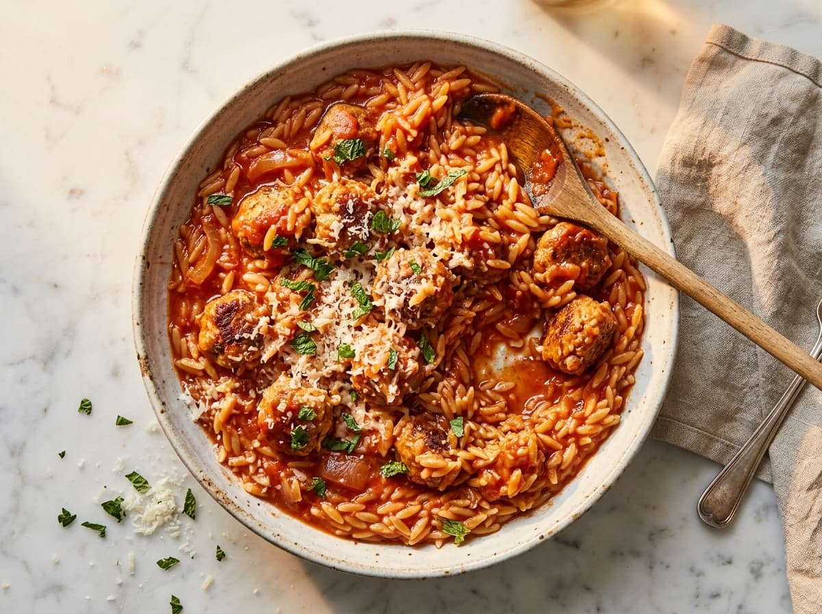 Mint Lamb Polpette & Orzo - italian dinner recipe