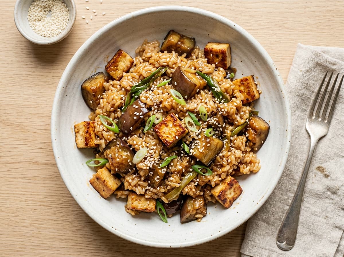 Miso Aubergine & Sticky Rice - japanese dinner recipe