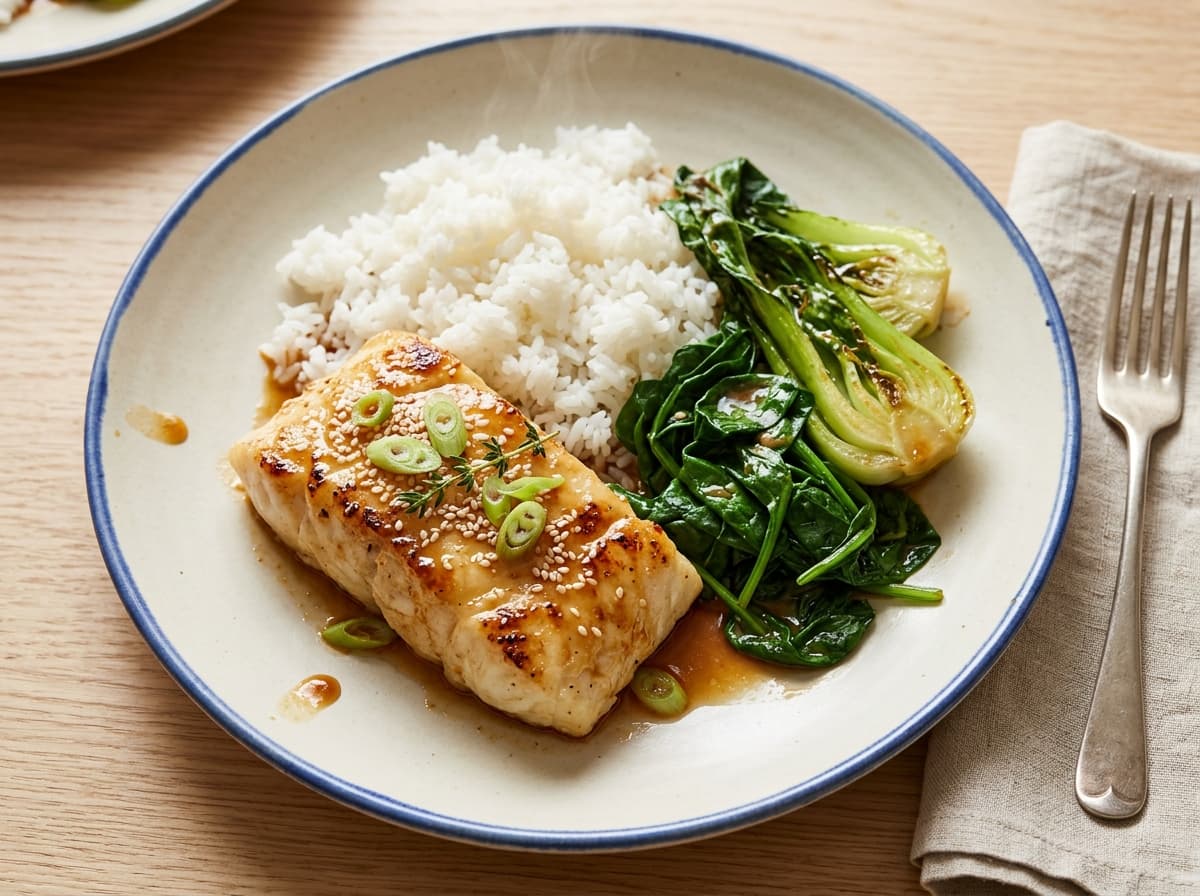 Miso Cod with Greens
