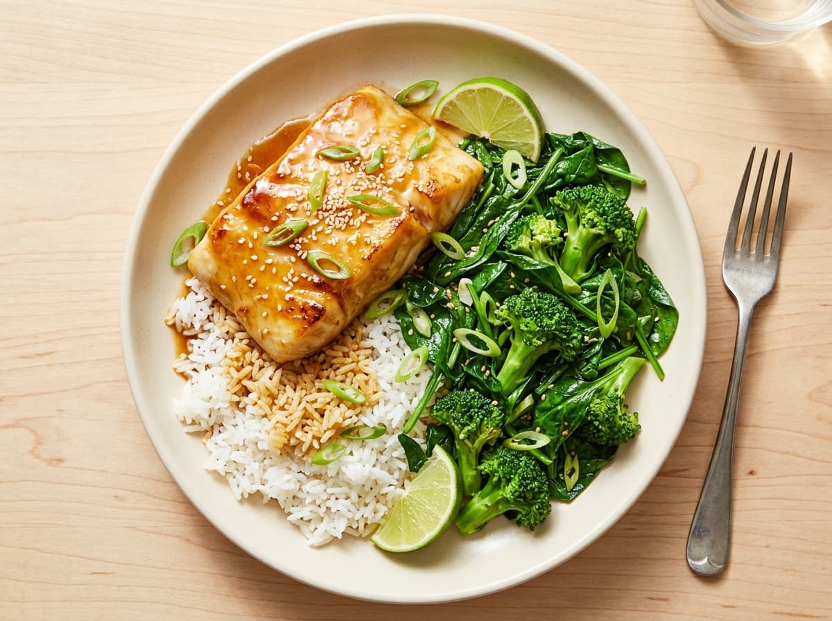 Miso Glazed Cod & Greens - japanese dinner recipe