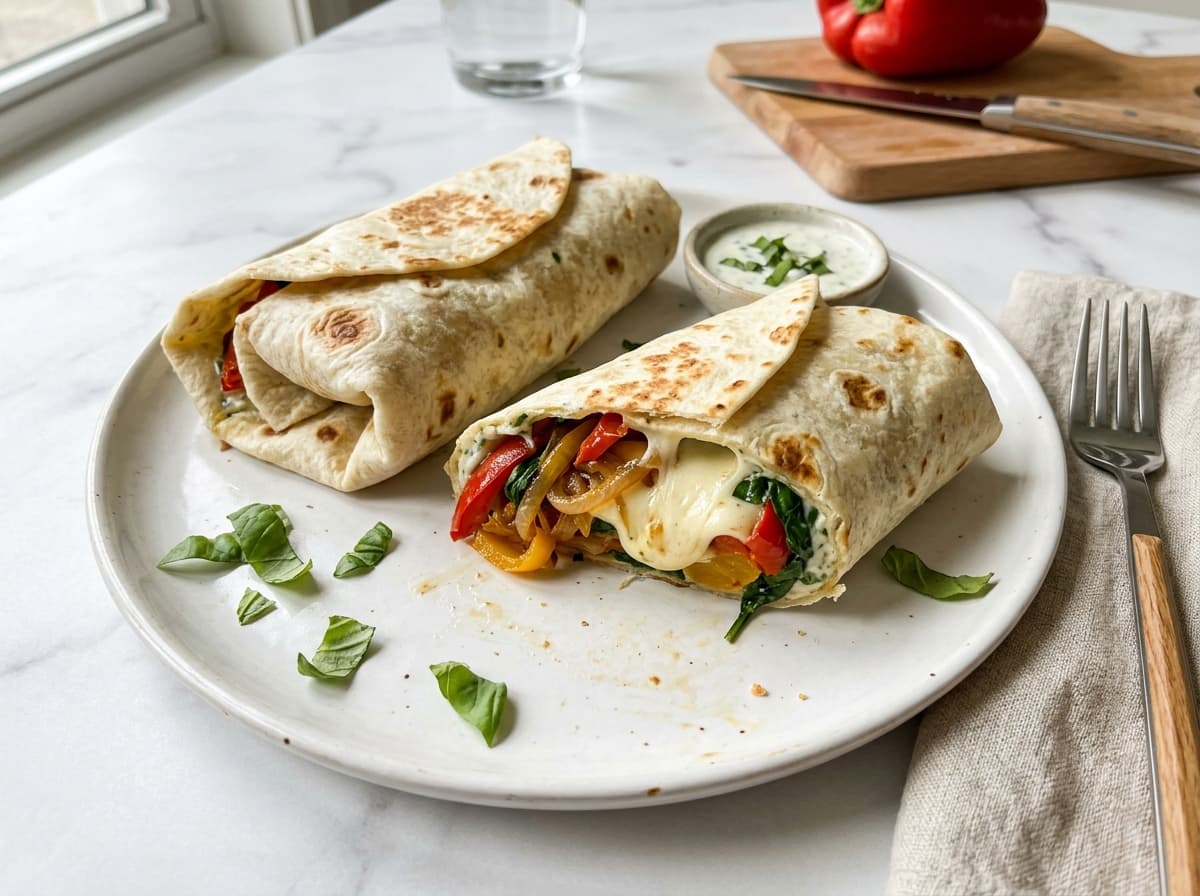 Mozzarella Roasted Pepper Wrap - italian dinner recipe