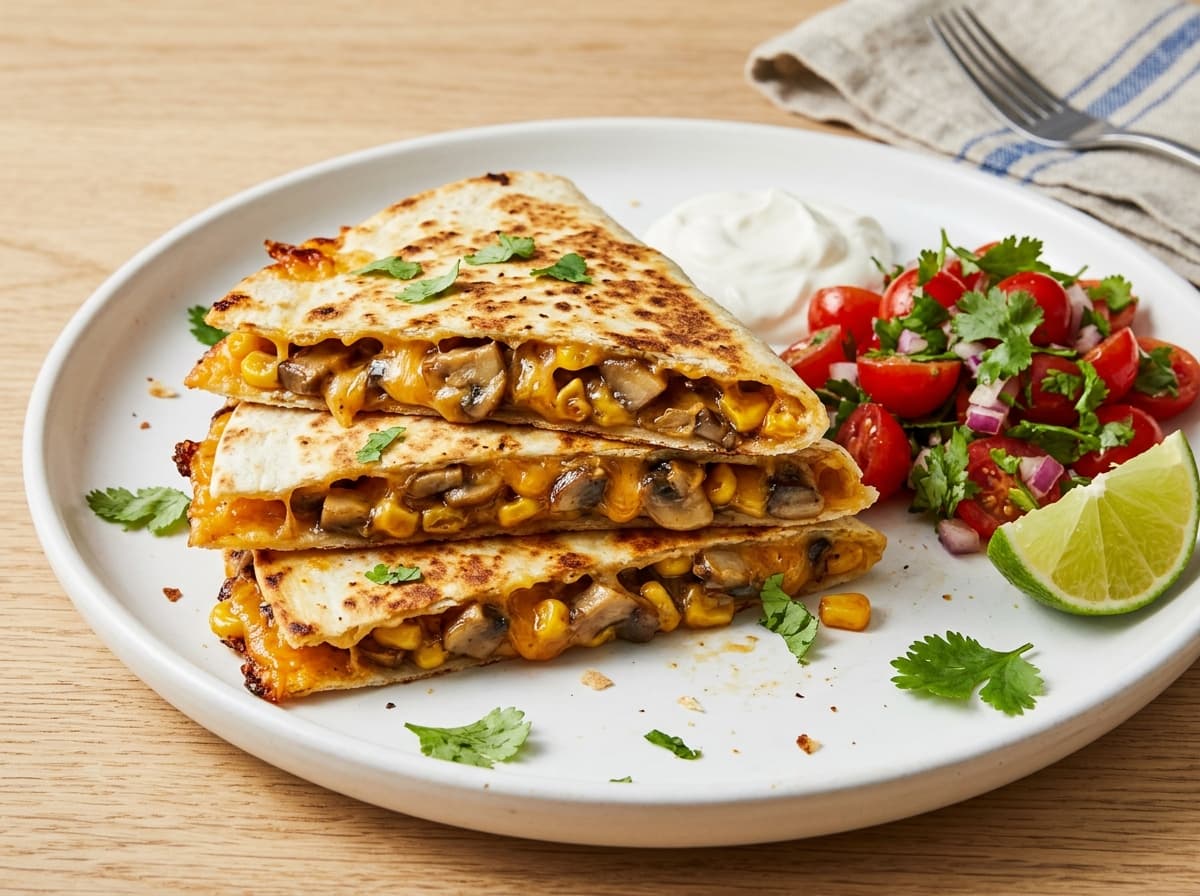 Mushroom Corn Quesadilla - mexican dinner recipe
