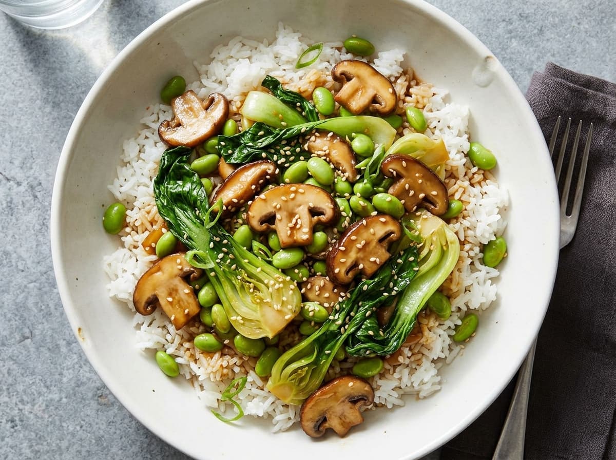 Mushroom Edamame Stir-Fry - asian dinner recipe
