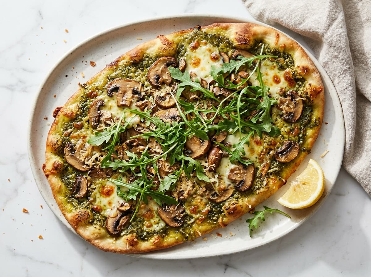 Mushroom Pesto Flatbread - italian dinner recipe