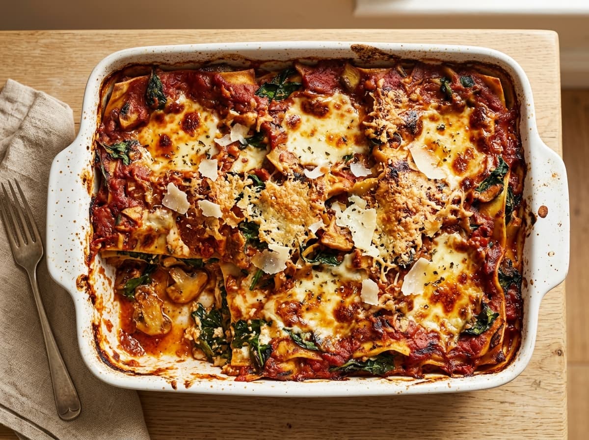 Mushroom & Spinach Lasagne - italian dinner recipe