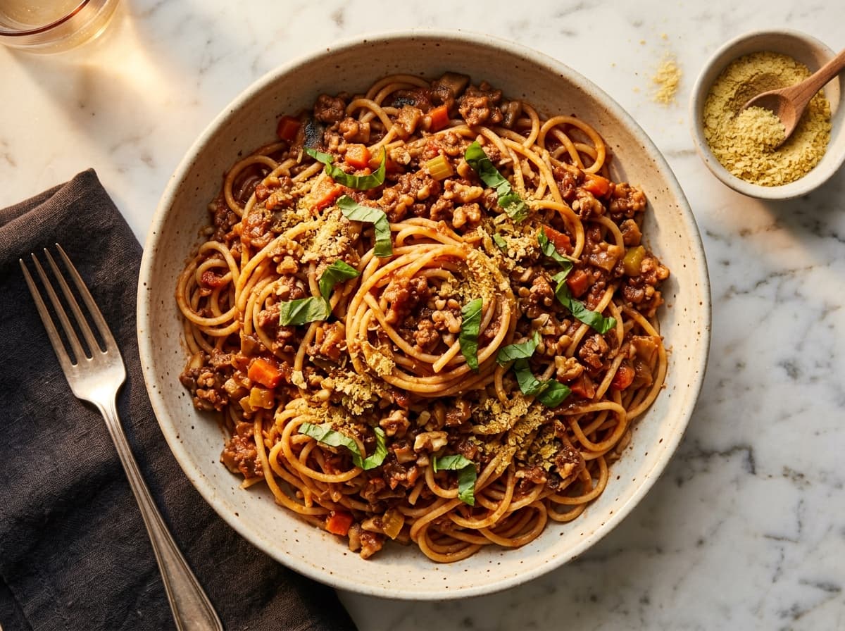 Mushroom Walnut Bolognese - italian dinner recipe