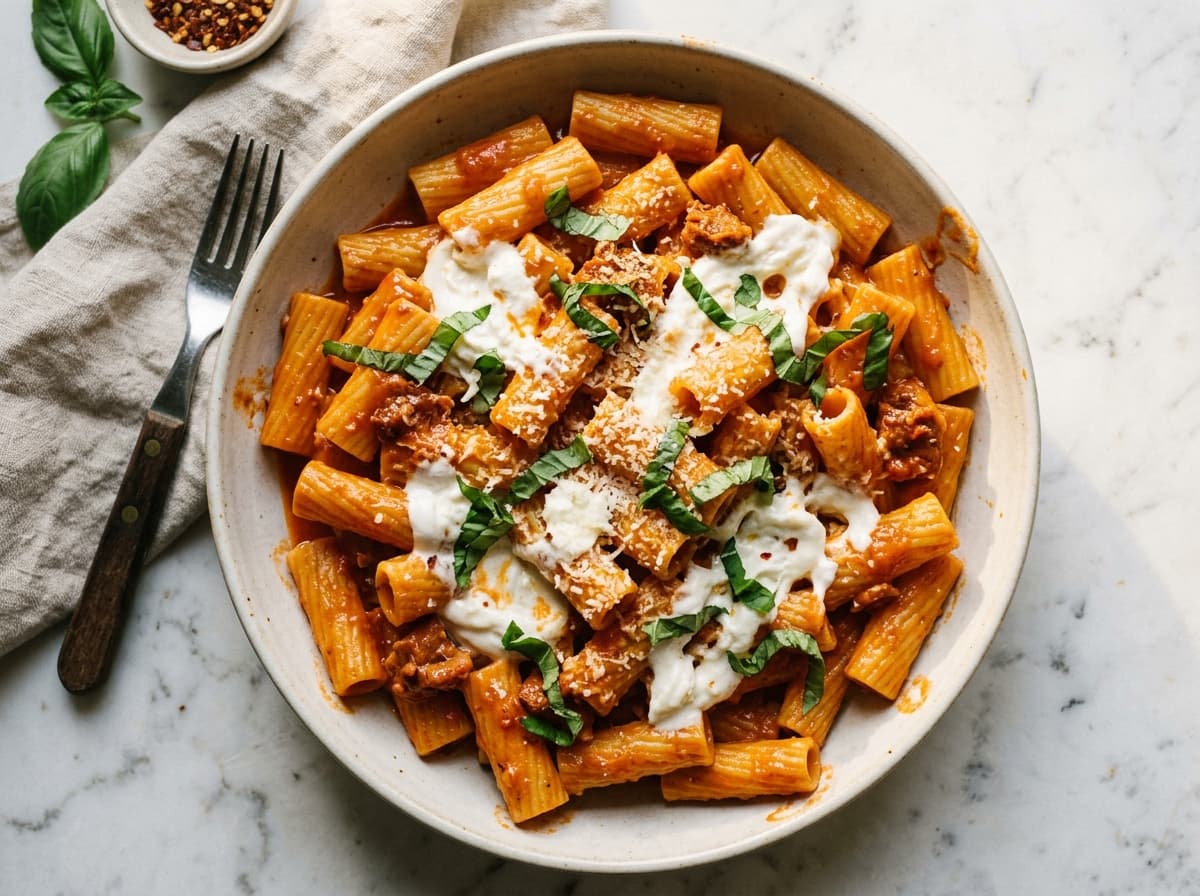 Nduja Burrata Rigatoni - italian dinner recipe
