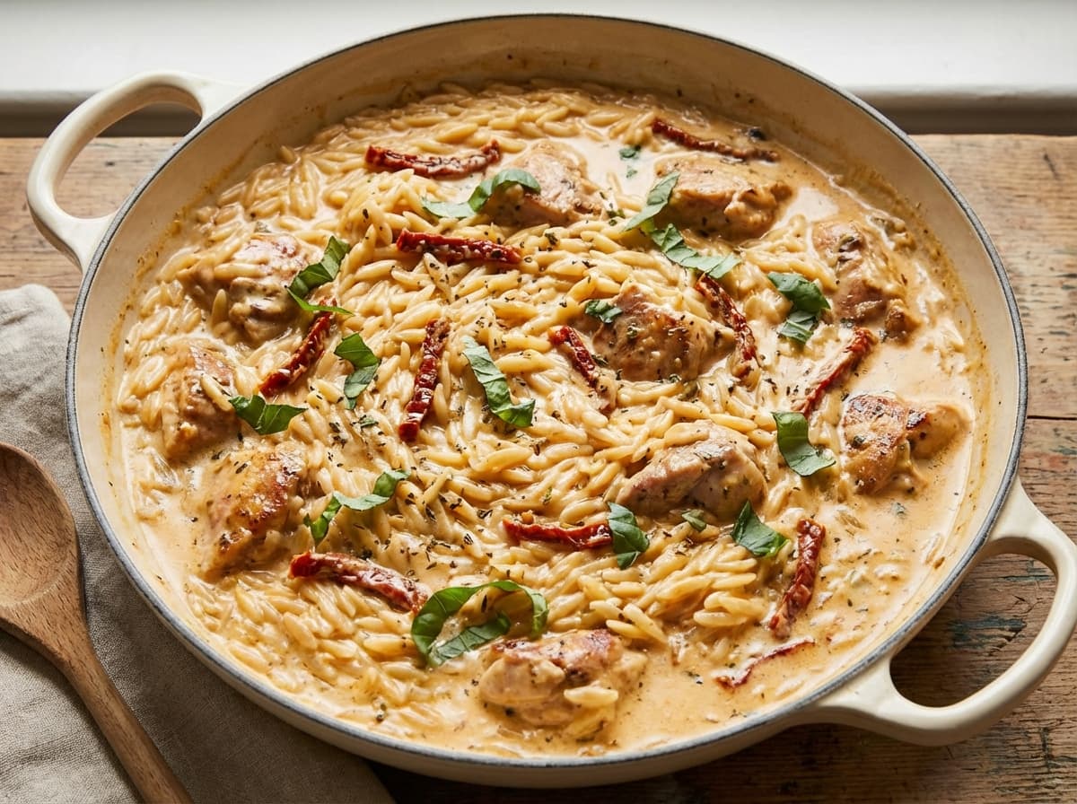 One-Pan “Marry Me” Chicken Orzo - italian dinner recipe