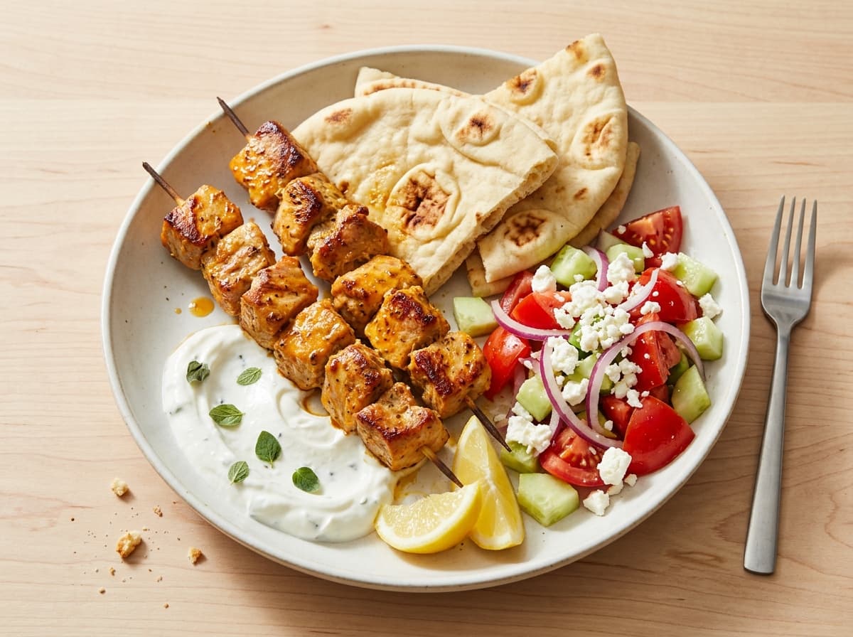 Oregano Pork Souvlaki & Pita