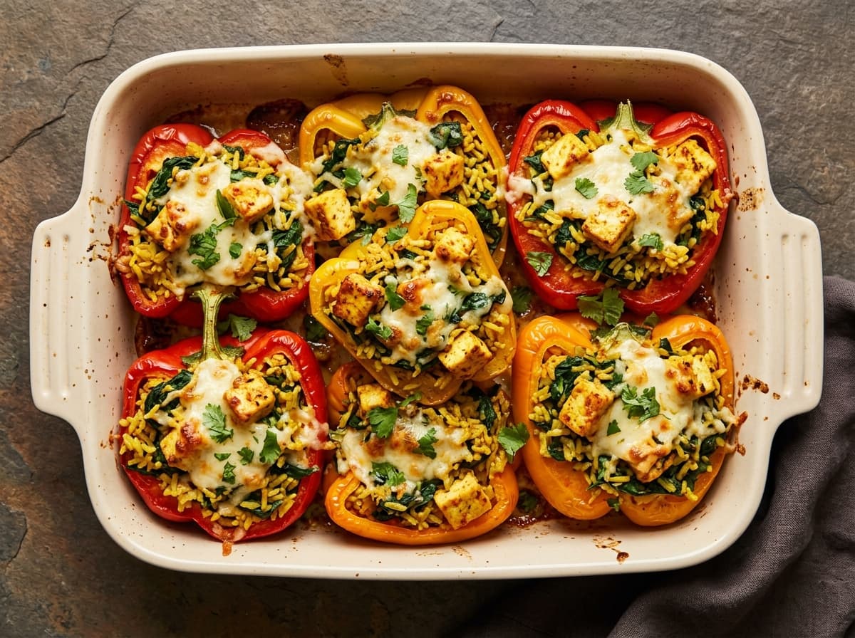 Paneer Spinach Stuffed Peppers