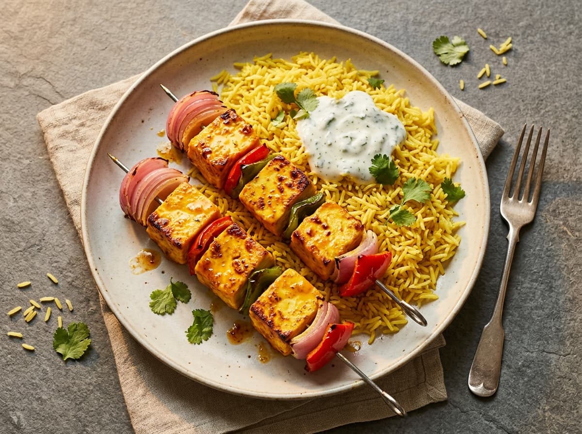 Paneer Tikka Kebabs & Rice