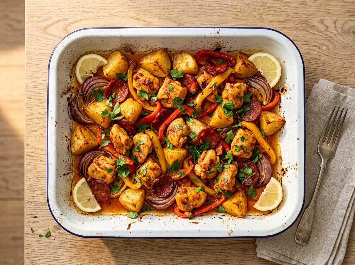 Paprika Chicken & Chorizo Traybake - mediterranean dinner recipe