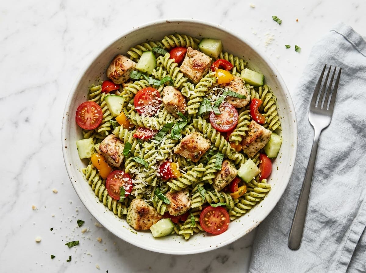 Pesto Chicken Pasta Salad - italian dinner recipe