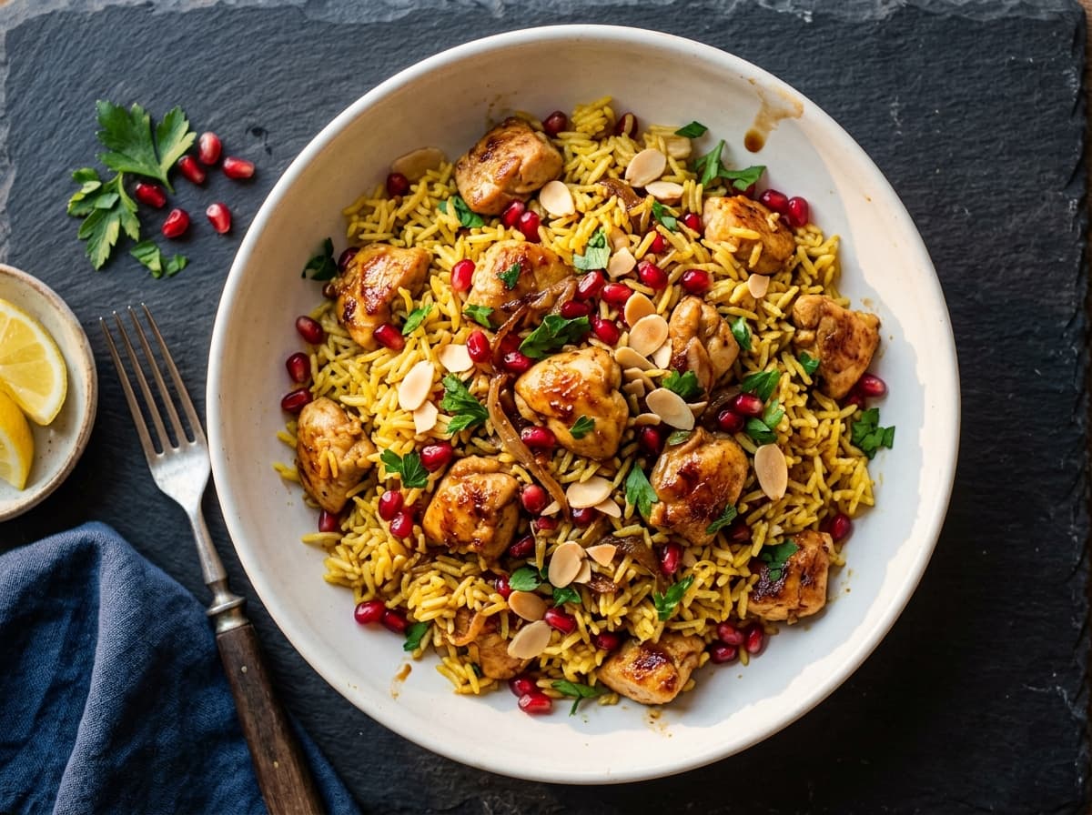 Pomegranate Chicken & Rice - middle_eastern dinner recipe
