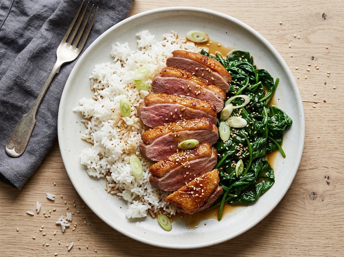 Ponzu Duck Breast & Greens - japanese dinner recipe