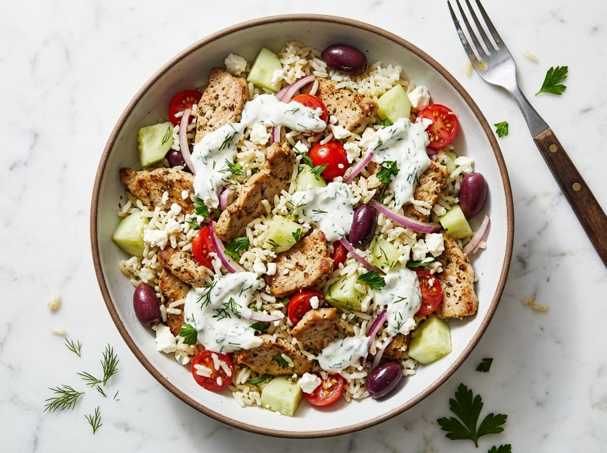 Pork Gyros Bowl - greek dinner recipe