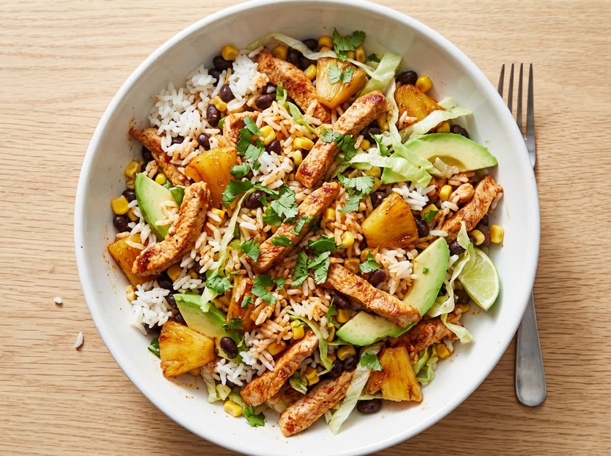 Pork & Pineapple Burrito Bowl - mexican dinner recipe