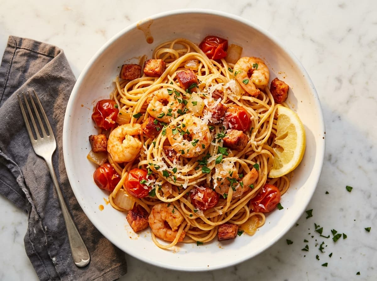 Prawn & Chorizo Linguine - italian dinner recipe