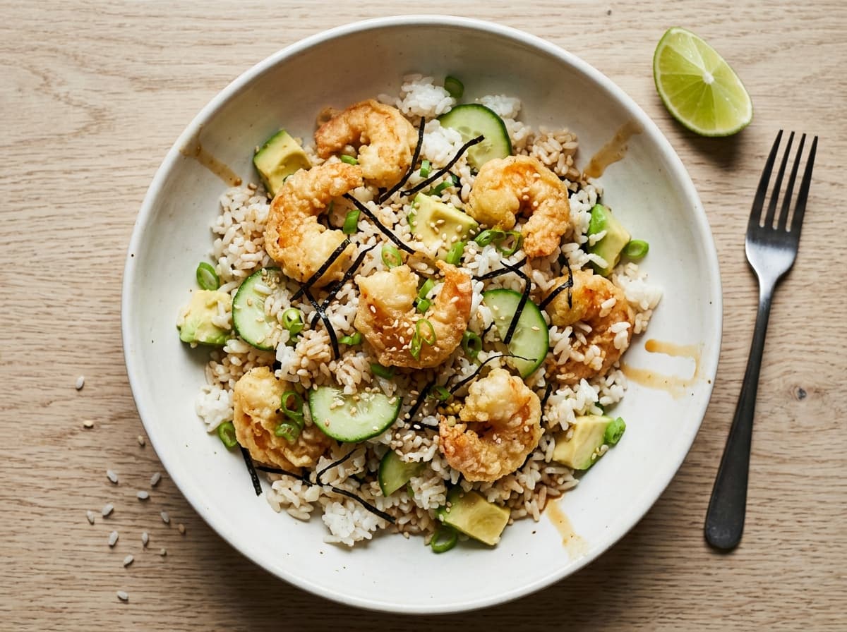 Prawn Tempura Rice Bowl - japanese dinner recipe