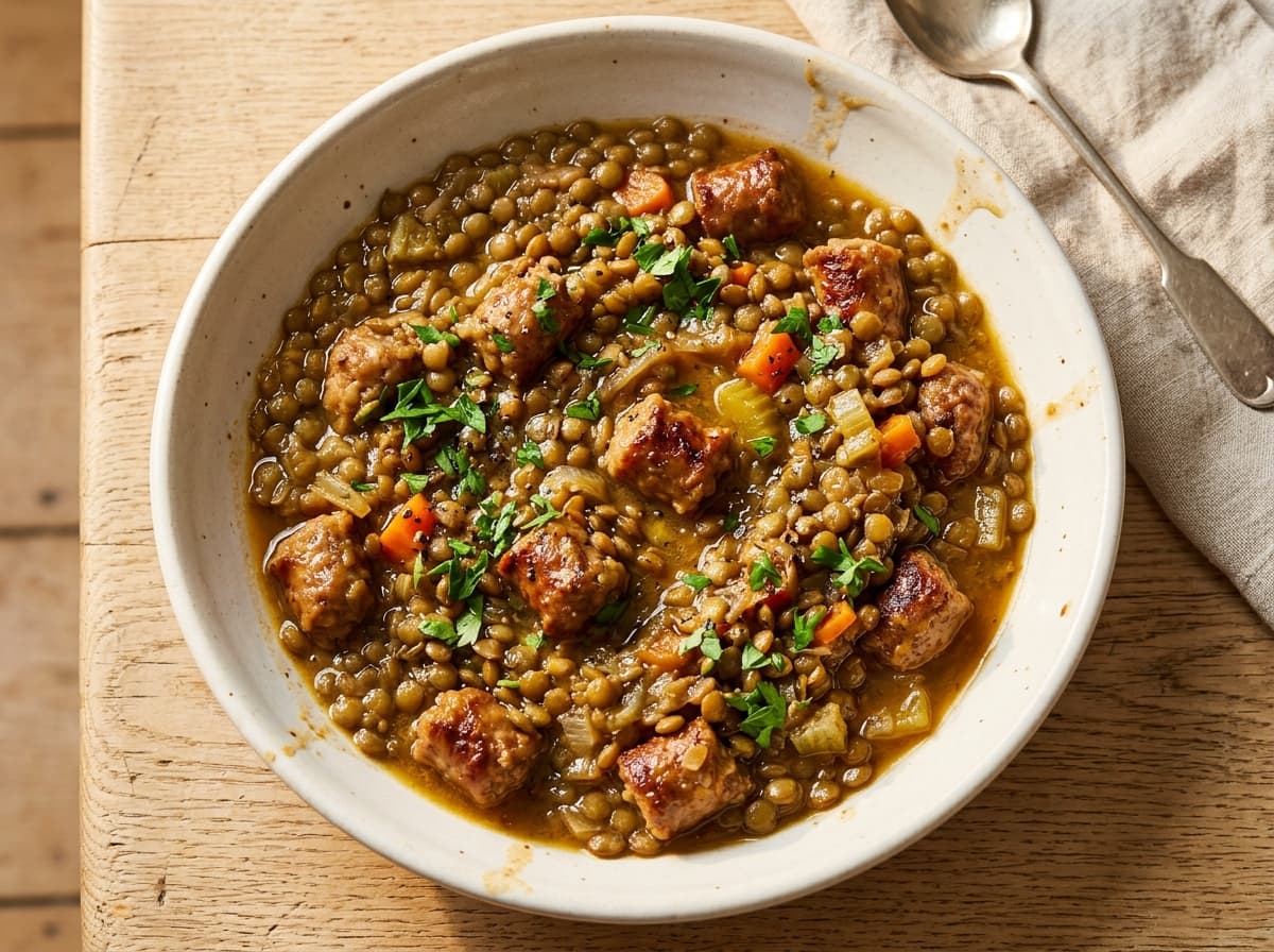 Puy Lentils with Sausage