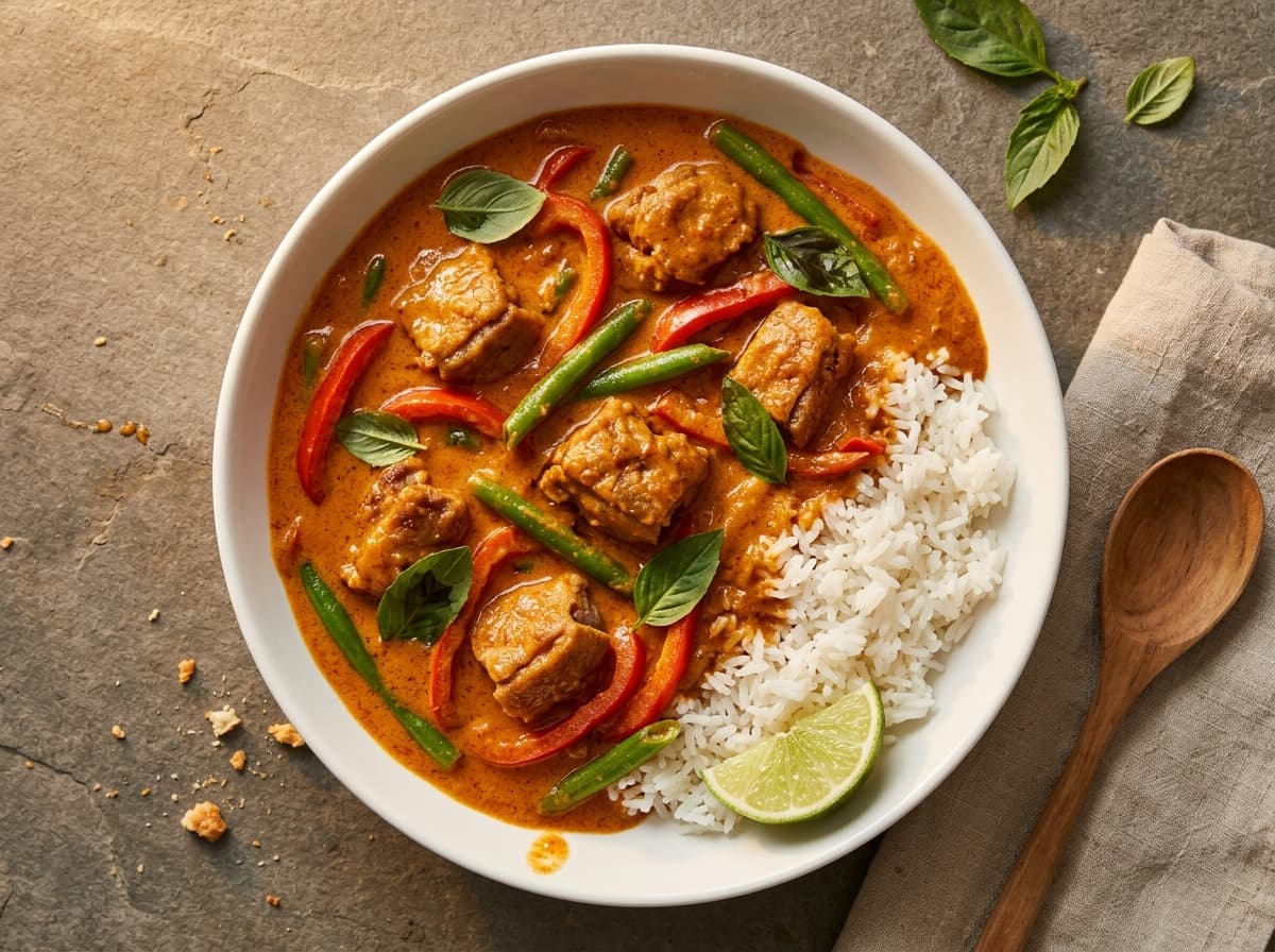 Red Curry Duck & Rice - thai dinner recipe