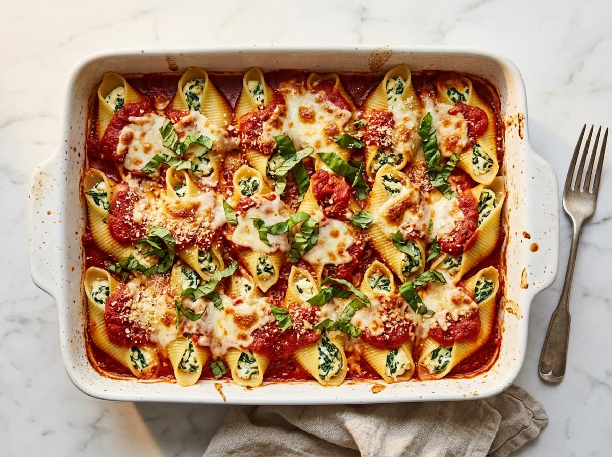 Ricotta Spinach Stuffed Shells - italian dinner recipe