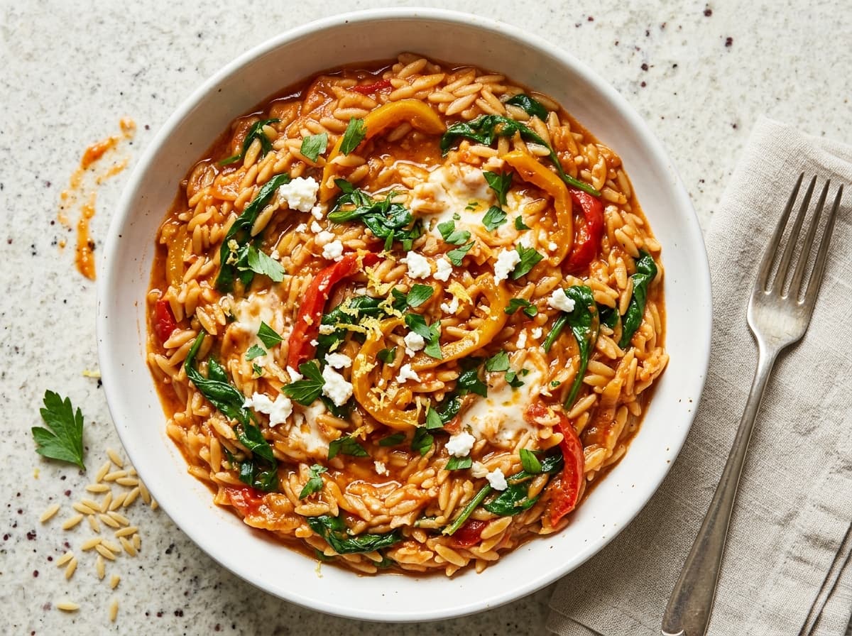 Roasted Pepper & Feta Orzo